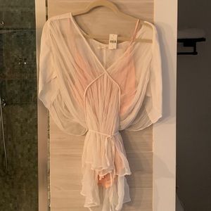 Anthropologie chiffon top. White over blush/peach